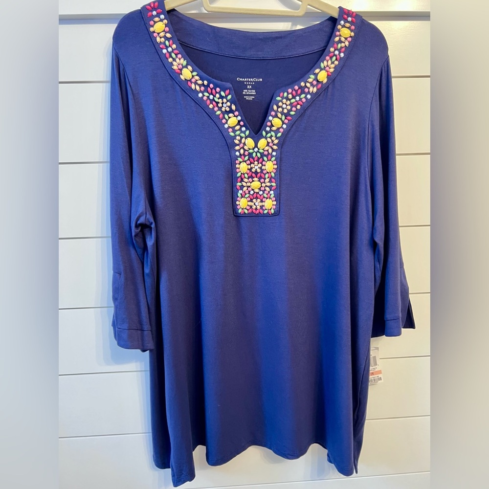 NWT CHARTER CLUB BEADED TUNIC